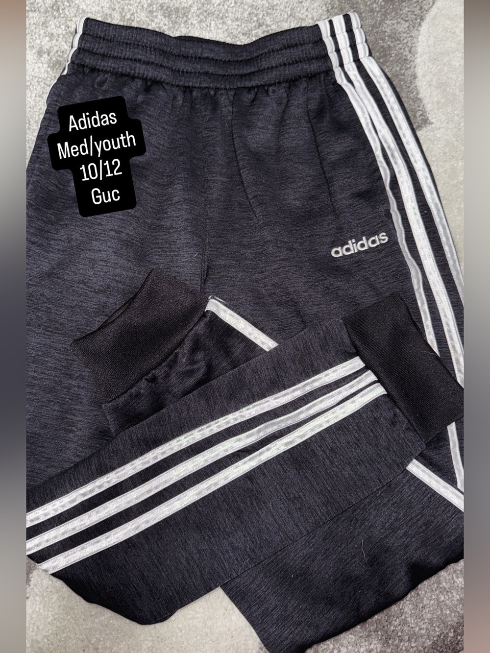 adidas Youth Black Joggers with White Three-Stripes
